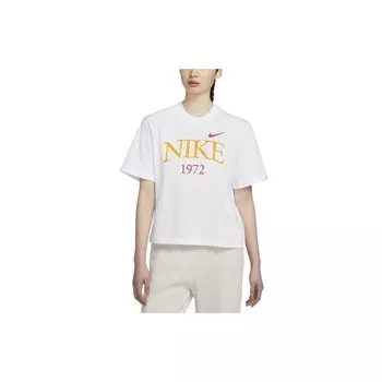 Nike Sportswear Classics Буквенно-цифровой повседневный пуловер с круглым вырезом Футболка с короткими рукавами Женские топы Белые FQ6601-101 M