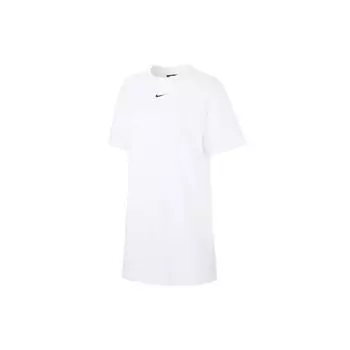 Nike Sportswear Essential Платье женское трикотажное с вышивкой логотипа, с коротким рукавом, белое CJ2243-100 M