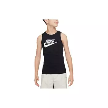 Nike Спортивная майка без рукавов с логотипом и круглым вырезом, детские топы, черный цвет FV5325-010 M