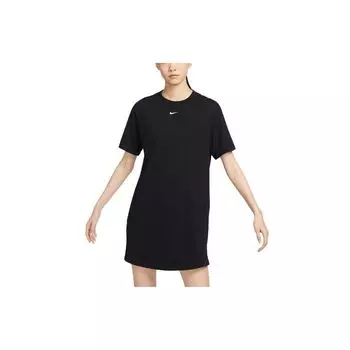 Nike Sportswear Essential Solid Logo Свободное платье с коротким рукавом Женское платье Черное DV7883-010 S