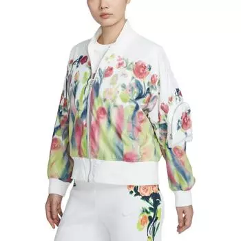 Nike Sportswear FW24 Artist Collection Удобная модная куртка с длинным рукавом на молнии для женщин, белые куртки HF4688-133 S
