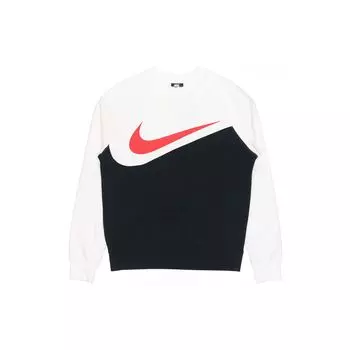 Nike Sportswear Swoosh Повседневный пуловер с круглым вырезом Мужские топы Черный Белый CZ4922-010 XL