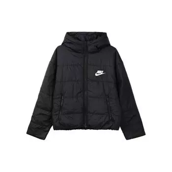 Nike Sportswear Synthetic-Fill Logo Print Теплая повседневная куртка с капюшоном Женская куртка черного цвета CZ1467-010 M