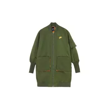 Nike Sportswear Synthetic-Fill Logo Средней длины Теплое пальто Длинный рукав Хлопковая куртка Женские пальто Холст-Оливково-Зеленый CV1630-395 S