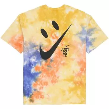 Nike Sportswear Tie-Dye Smiley Print Свободная футболка с короткими рукавами Мужские топы Оранжевый DX7849-819 L