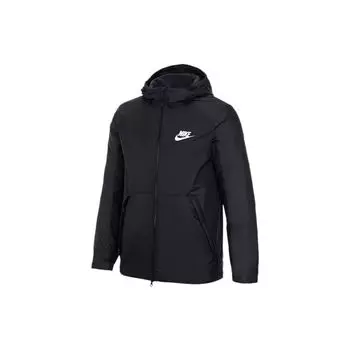 Nike Sportswear Ветрозащитная хлопковая куртка с капюшоном Мужская верхняя одежда Черный 861789-010 S