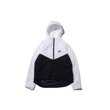 Nike Sportswear Windrunner Colorblock Водонепроницаемая куртка на молнии с капюшоном Женская куртка Черно-белая BV3940-101 XXL