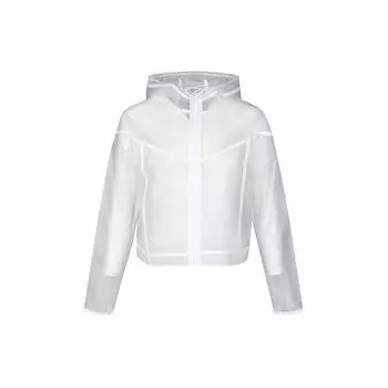 Nike Sportswear Windrunner Полупрозрачная однотонная куртка на молнии с капюшоном и длинными рукавами Женская верхняя одежда Белая CU6579-975 S