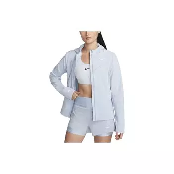 Nike Swift UV однотонный повседневный топ с капюшоном и молнией с длинным рукавом для защиты от солнца, женские топы светло-голубого цвета FB7481-440 L