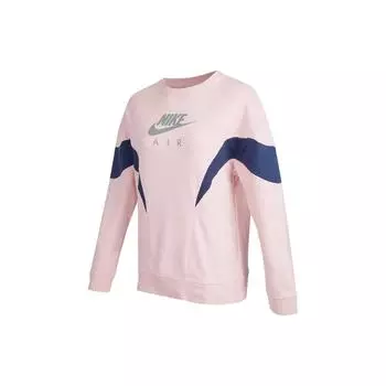Nike Свитшот G Nsw Air Ft Bf Дизайн в стиле колор-блок Принт с логотипом бренда Пуловер с круглым вырезом Длинный рукав Детский топ Розовый DD7135-630 S