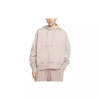 Nike Свитшот с капюшоном и завязками на шнурке, однотонный, женские топы, светло-розовый DQ5858-272 S