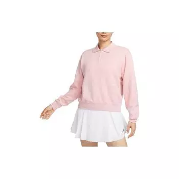 Nike Свободная рубашка поло Heritage Solid с длинным рукавом, женские топы Oxford-Pink FZ4338-661 M
