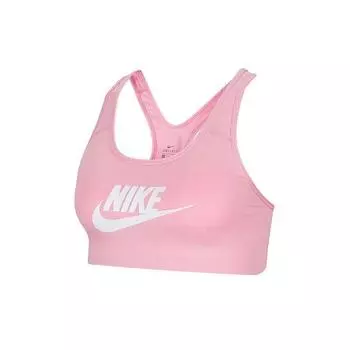 Nike Swoosh Futura Средняя поддержка Фитнес Однотонный круглый вырез майка женские топы розовый CN5263-629 S