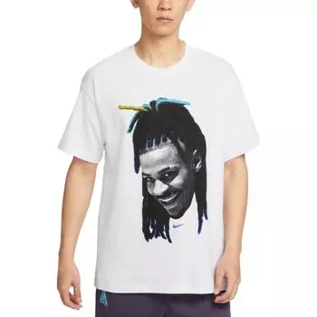 Nike Swoosh Ja Head Свободная Футболка Мода Джа Морант Удобная Мягкая Приятная к коже Футболка с коротким рукавом Мужские топы HJ3429-100 XL