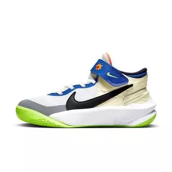 Nike Team Hustle D10 FlyEase GS Белые разноцветные детские кроссовки Laser-Orange Black FB1395-101 38