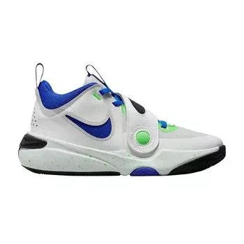 Nike Team Hustle D11 GS Green Strike Racer Синие детские кроссовки White Summit-White Pure-Platinum DV8996-101 40