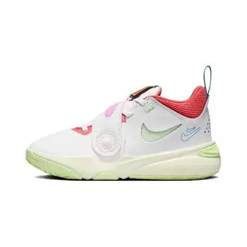 Nike Team Hustle D11 PS Summit White Barely Volt Детские кроссовки Кокосовое молоко Светло-Фото-Синий FJ1393-100 35