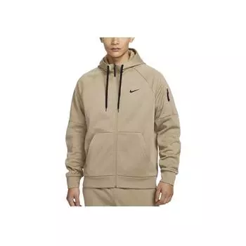 Nike Therma-Fit Однотонный флисовый кардиган на молнии с капюшоном для мужчин, верхняя одежда, хаки DQ4831-247 S