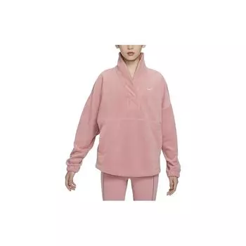 Nike Therma-FIT One Loose V-образный вырез флисовая толстовка женская топы Stardust-Red FB5643-618 M