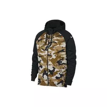 Nike Therma флисовая разминочная куртка с капюшоном мужская верхняя одежда желтый камуфляж AR3112-010 L
