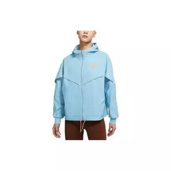 Nike Тканая однотонная спортивная куртка с капюшоном, женские куртки, синяя DM6567-494 M