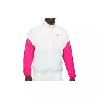 Nike Тканый воротник-стойка с цветными блоками в стиле ретро, спортивная повседневная куртка с длинным рукавом, мужская куртка белого цвета CW7349-100 XL