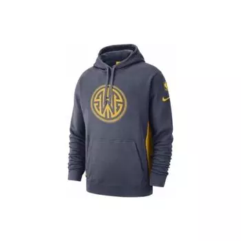 Nike Толстовка с капюшоном с принтом логотипа NBA Golden State Warriors, мужская толстовка с капюшоном, серая AJ2850-471 M