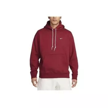 Nike Толстовка с капюшоном Solo Swoosh Solid Color Logo Drawstring, мужская, темно-красная, DX1355-677 S