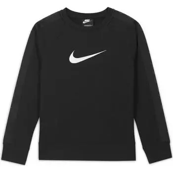 Nike Толстовка с круглым вырезом, свободная, дышащая, повседневная, спортивная, детская, черная DA0775-010 M