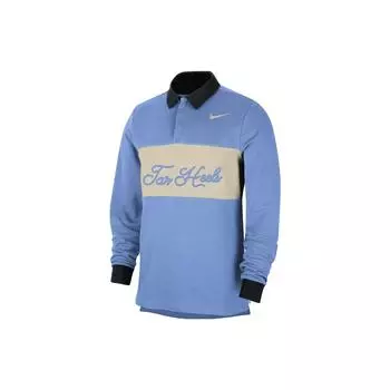 Nike Удобная рубашка поло с длинным рукавом и вышитым логотипом UNC Color Block, мужские рубашки поло синего цвета DZ5121-448 M