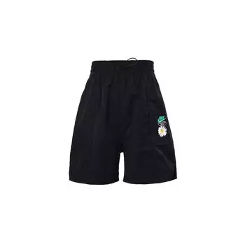 Nike Удобные, быстросохнущие, дышащие, эластичные, с завязками на завязках, повседневные шорты с вышивкой растений, женские шорты черного цвета HJ9424-010 S