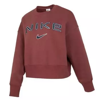 Nike Удобный повседневный спортивный свитер, короткий свитер, женский свитшот, коричневый FV7675-218 M