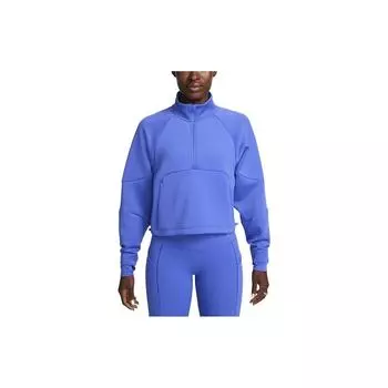 Nike Укороченный свитшот Prima серии Dri-Fit с воротником-стойкой и полумолнией, женские топы, цвет морской волны FB5231-413 L
