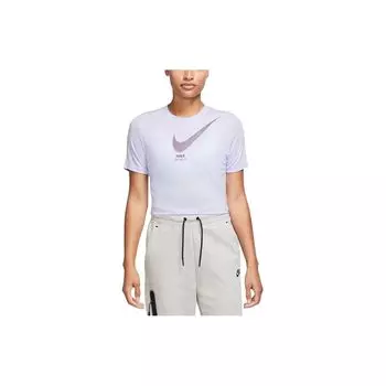 Nike Укороченный топ с короткими рукавами и принтом логотипа, женские топы, фиолетовый DZ3750-536 S