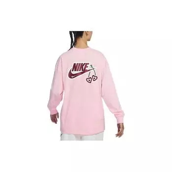 Nike Valentines Day Series с принтом на спине, пуловер с круглым вырезом, футболка с длинными рукавами, женские топы, розовый FD9933-690 L