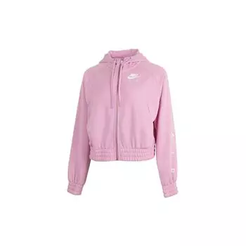 Nike Воздушная повседневная спортивная толстовка с капюшоном на молнии с завязками на шнурке, женская куртка, ярко-розовая CU5443-680 L