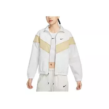 Nike Windrunner Классический Логотип Модный Простой Универсальный Жакет с Воротником-стойкой Женский Жакет Парусиново-белый Командно-золотой Черный FV6305-133 XS