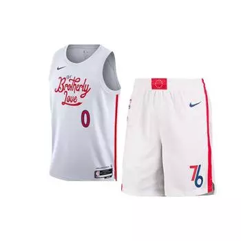Nike X NBA Collaboration напечатанный свободный спортивный топ и повседневные шорты баскетбольный комплект мужские комплекты белый DO9606-105+DO9670-100 M