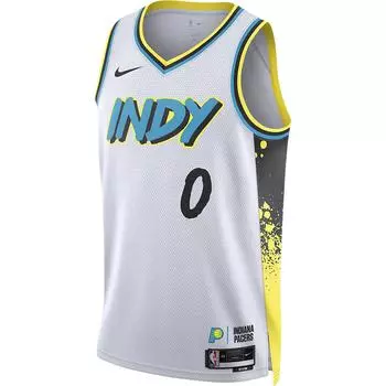 Баскетбольная майка Nike X NBA Dri-Fit Pacers Haliburton 24-25 City Edition SW с логотипом и надписью, унисекс, белая FQ4344-101 XXXL