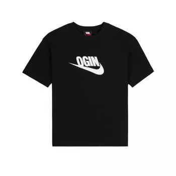 Nike X Nigo Collaboration FW24 Логотип Принт Круглый вырез Пуловер Короткий рукав Футболка Мужские футболки Черный FV5944-010 XS