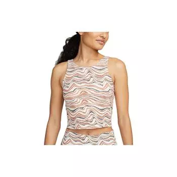 Nike Yoga Dri-FIT Luxe Полосатая укороченная майка Женские топы Темно-ржавый DX1565-246 S
