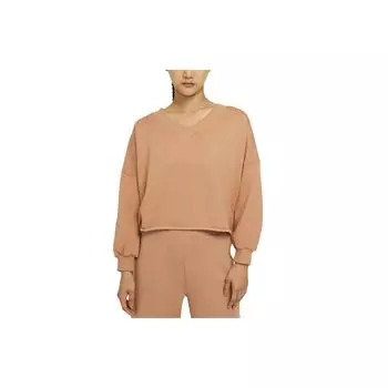 Nike Yoga Luxe Повседневный свободный бархатный американский V-образный вырез Толстовка женская толстовка коричневая DA0773-288 S