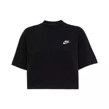 Nike Женская контрастная цветная футболка с принтом логотипа, однотонная, с коротким рукавом, спортивная футболка, женские топы, черная CJ3758-011 M