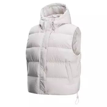 Nike Женский жилет Therma-Fit Sportswear Metro Puffer Logo с капюшоном, теплый и удобный, без рукавов, светло-коричневый, белый FZ5933-104 M