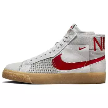 Nike Zoom Blazer Mid Premium SB Deconstructed — Женские кроссовки Platinum University Red Gum Grey Summit-White Pure-Platinum FD5113-100 37.5