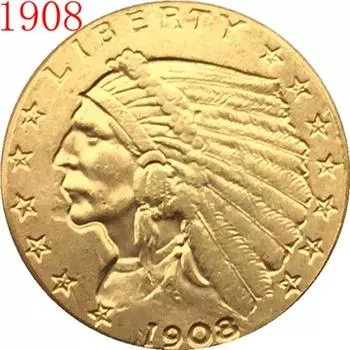 Никелевые памятные коллекционные сувенирные монеты США, США, Индийские бродяги 1908 года