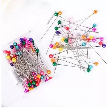 Никелированная цветная жемчужная игла из нержавеющей стали, 100 шт., 5 шт., жемчужная булавка, подставка для одежды, стежок 4.2*0.6*40mm золотой