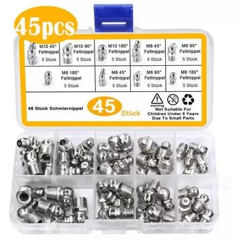 Никелированный набор масляных форсунок с железным покрытием 140 шт. 60 шт. 45 шт. коробка для автомобильных форсунок M6 M8 M10