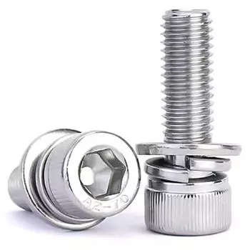 Никелированный винт с шестигранной головкой и углублением под ключ класса 12.9 с шайбой, комбинированный болт M4/M5/M6/M8 M8*22
