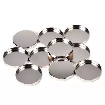(Никита) 10 x круглая жестяная палитра 26 мм, пустая палитра теней для век, реагирующая на магниты One Size серебряный